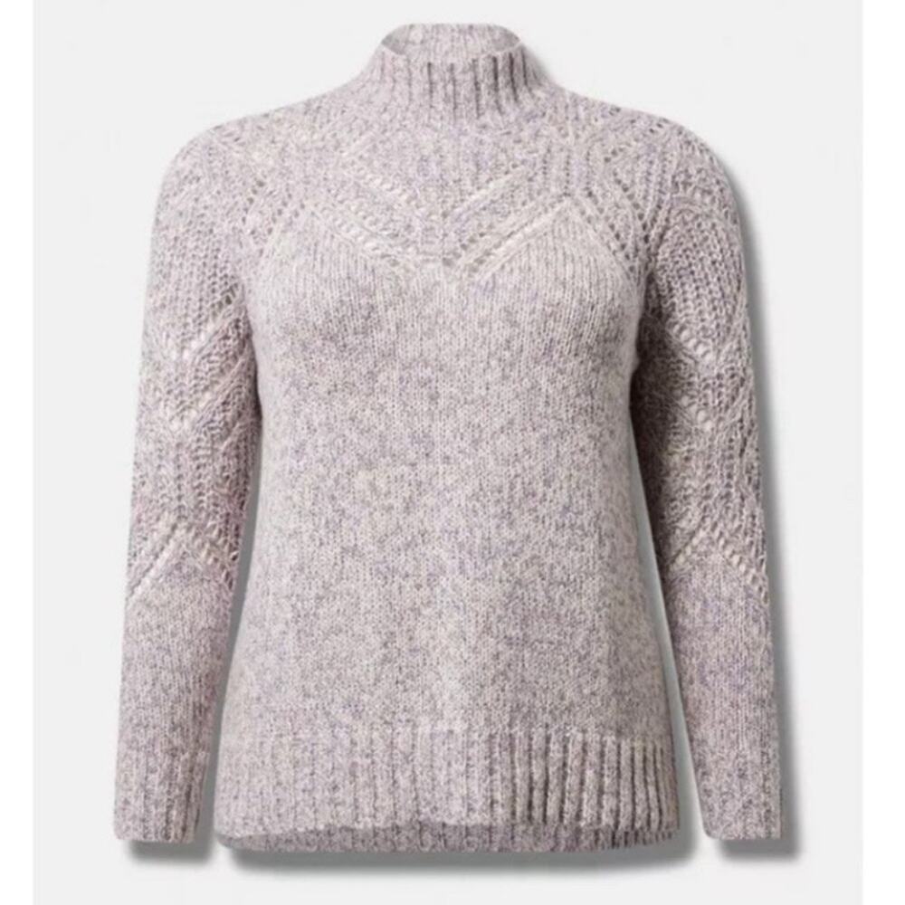 Torrid Purple Sweater Pullover Turtleneck Pointelle Space Dye Womens Plus Size 2